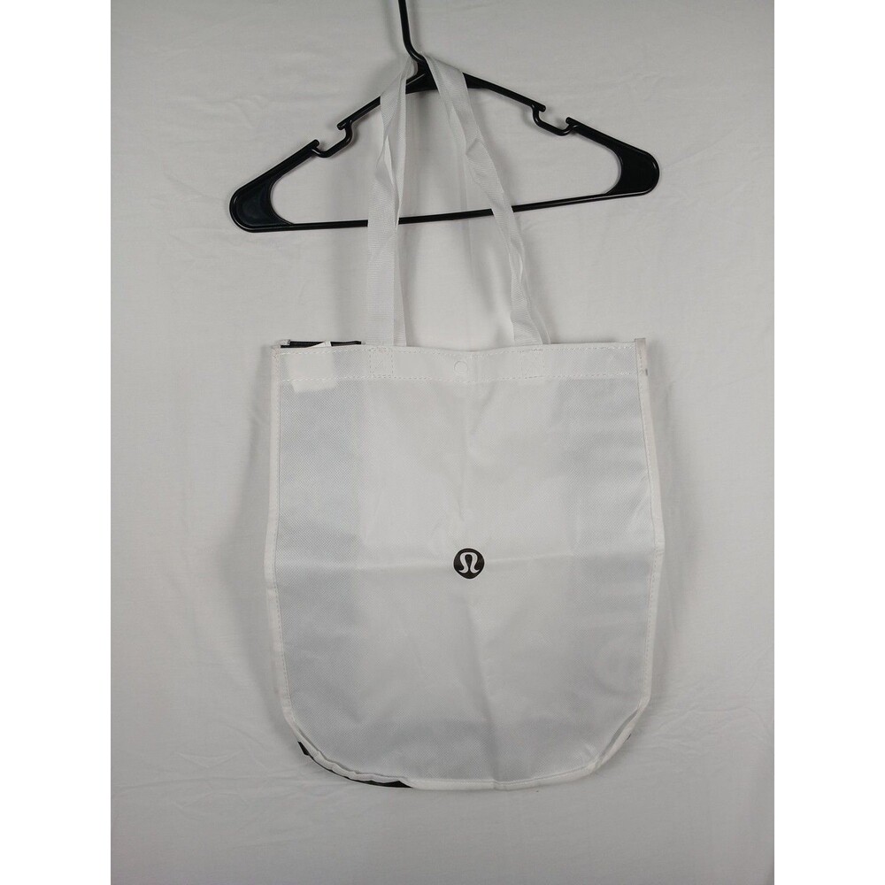 Lululemon White Reusable Tote Bag 16x13.5x6 Logo Shopper Gym Yoga